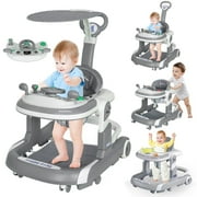 JUANYU Multifunctional Baby Walkers,Height-Adjustable Push Walker for Infants 6-24 Months,Grey