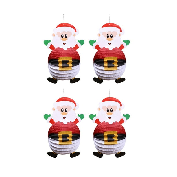 Guirnaldas colgantes de papel navideñas, papel crepé, divertida decoración navideña hecha a mano, farol de papel para decoración de pared y techo de , Papá Noel Hugo Manualidades colgantes