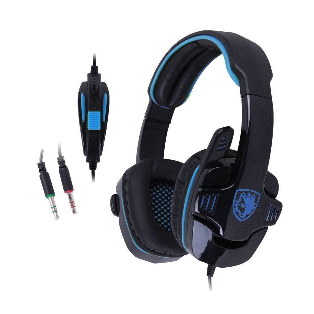 SADES SA-708 Stereo Gaming Headphone Headset with Microphone Blue Top Quality 