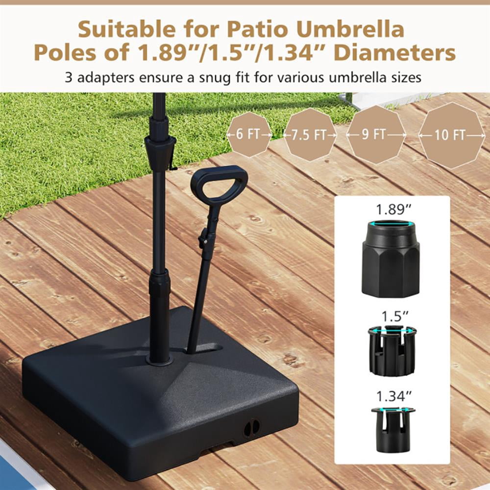 GVN Patio Umbrella Base,Outdoor Umbrella Stand,Mobile Patio Umbrella Base Water Sand Fillable Market Table Umbrella Stand with 3 Wheels-Black