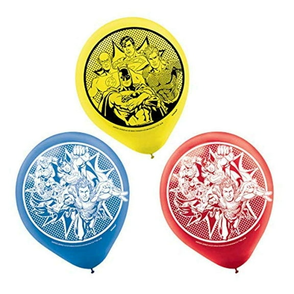 Justice League Heroes Unite Latex Balloons | Assorted Colors - 12" | Pack of 6