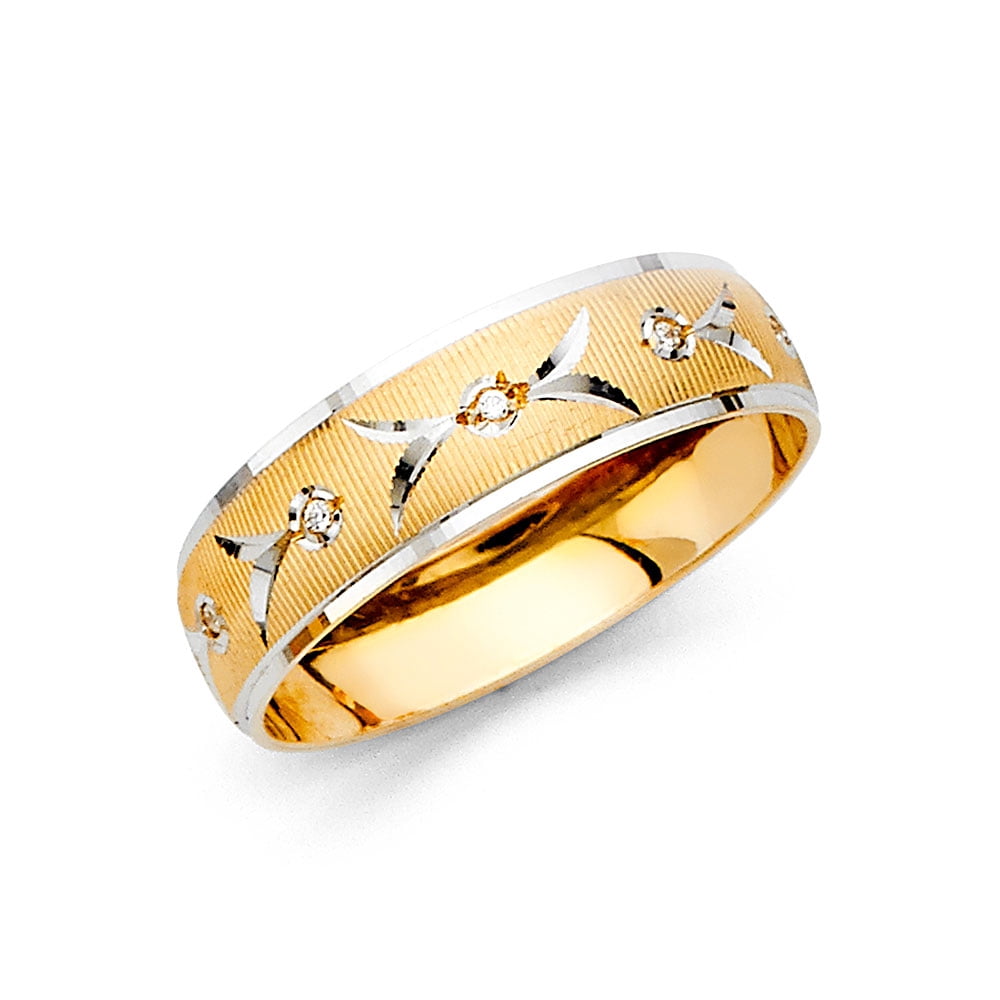 FB Jewels 14K White and Yellow Gold Ring Two Tone Mens Cubic Zirconia ...
