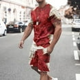 thumbnail image 1 of Mefallenssiah Hommes Chemises Dégagement Hommes Décontracté Col Rond Impression Blouse à Manches Courtes et Short Pantalon Costume, 1 of 1