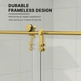 thumbnail image 4 of ALAULM Shower Door 56-60" W × 75" H Frameless Glass Shower Door, 5/16" (8mm) Clear Tempered Glass, Slidable Shower Door with Stainless Steel Handle, Gold, 4 of 7