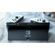 2021 New Nintendo Switch OLED Model White Joy Con 64GB Console Improved HD Screen & LAN-Port Dock with Super Mario Odyssey And Mytrix Accessories