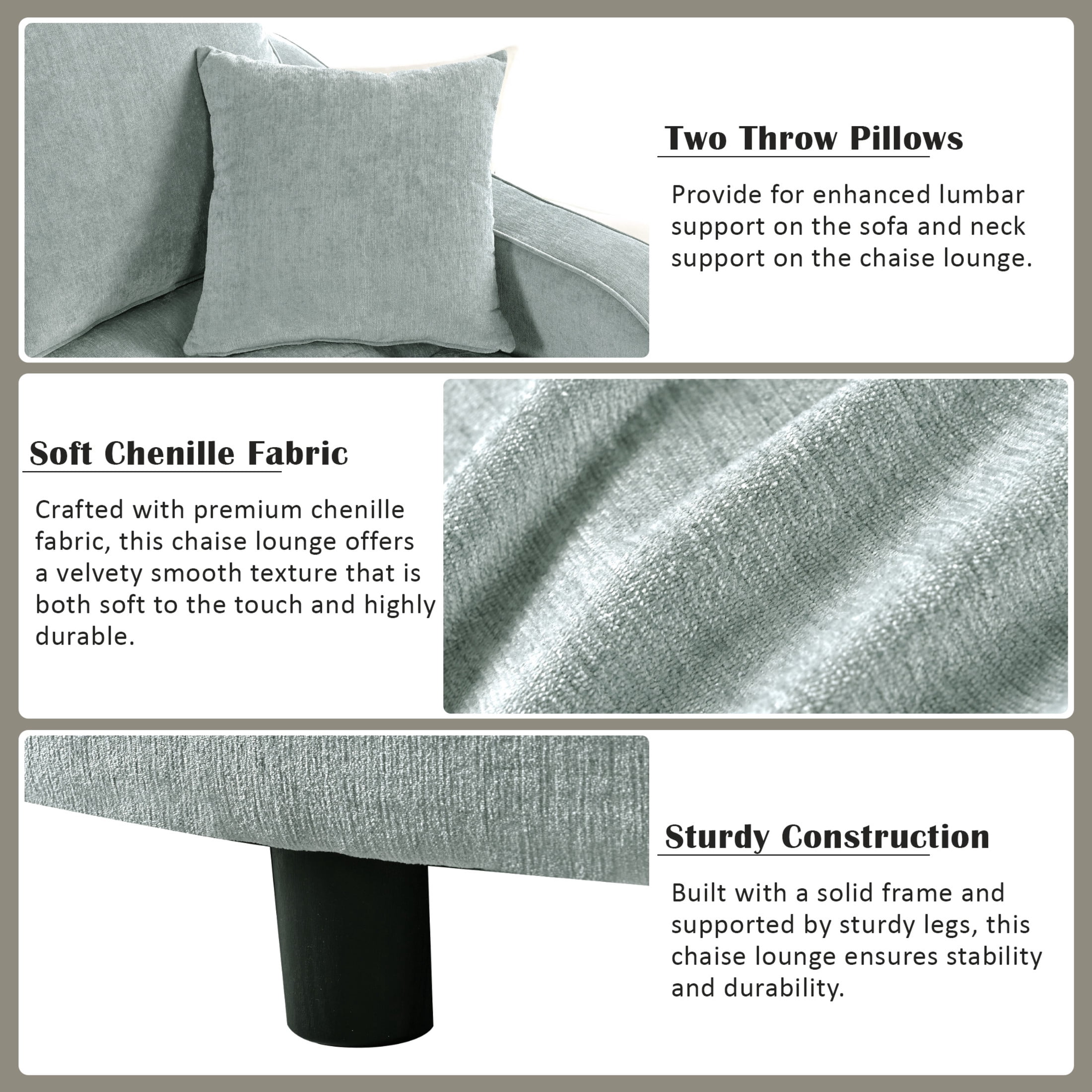 Christopher Knight Home 51" Modern Chaise Lounge Sofa Bed, Tufted Chenille Couch with Pillows, Blue Green