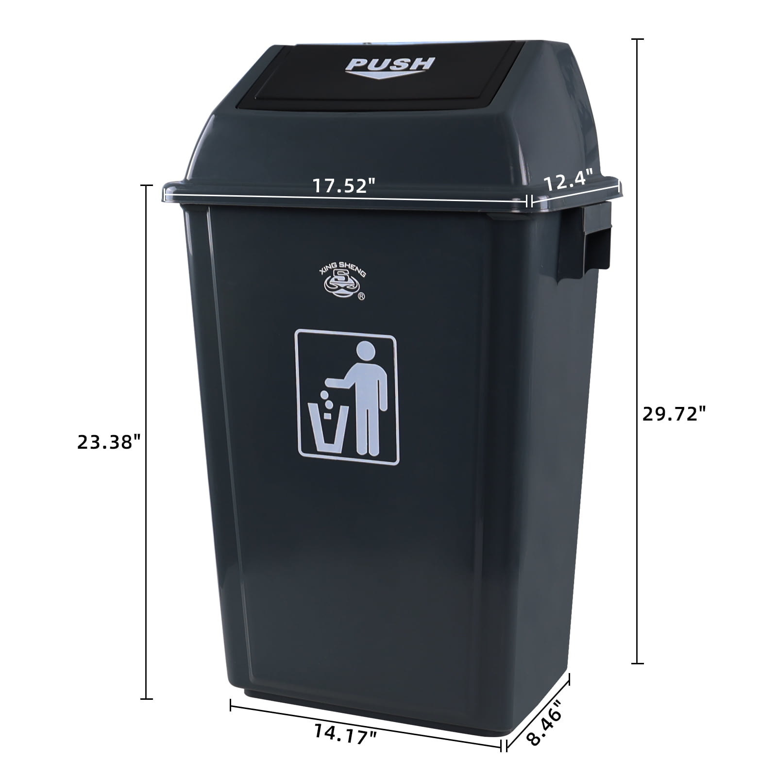 Dehouse 15 Gallon Large Plastic Kitchen Trash Can with Swing Lid, 4 Pack Tall Kitchen Garbage Bin with Swing Top, Gray