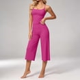 thumbnail image 4 of Wensltd Women 2 Piece Outfits Spaghetti Strap Tank Top and High Waist Cropped Wide Leg Pants Set for Daily Wear, 4 of 9