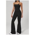 thumbnail image 2 of PISONIC Workout Sets for Women, 2 Piece Seamless Spaghetti Straps Crop Top Matching High Waist Flare Leggings Gym Yoga Outfits, 2 of 8