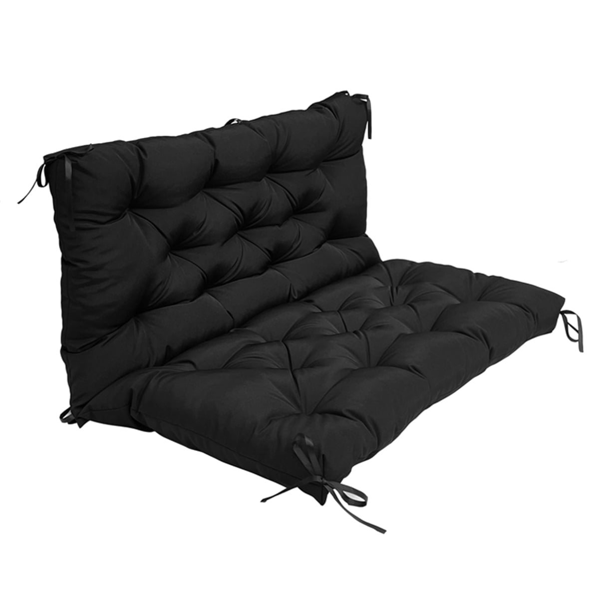 TOPCHANCES Bench Cushion Swing Chair Cushion Replacement Seat Pad 2-3 Seater Water Repellent Bench Cushion with Ties for Outdoor Garden Patio Furniture, Black, 150cmx100cm