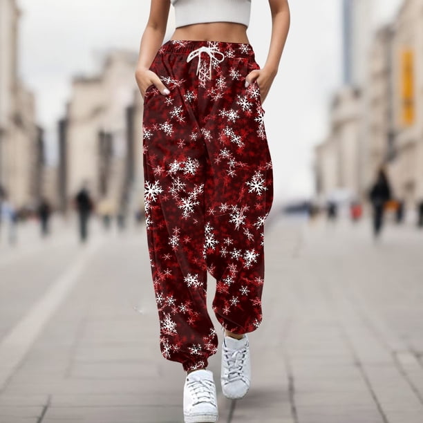 WILLBEST Pantalones Deportivos Casuales y elegantes para Mujer: Cómodos Pantalones Deportivos de Cintura Alta con Bolsillos para Navidad y Uso Diario. Chica