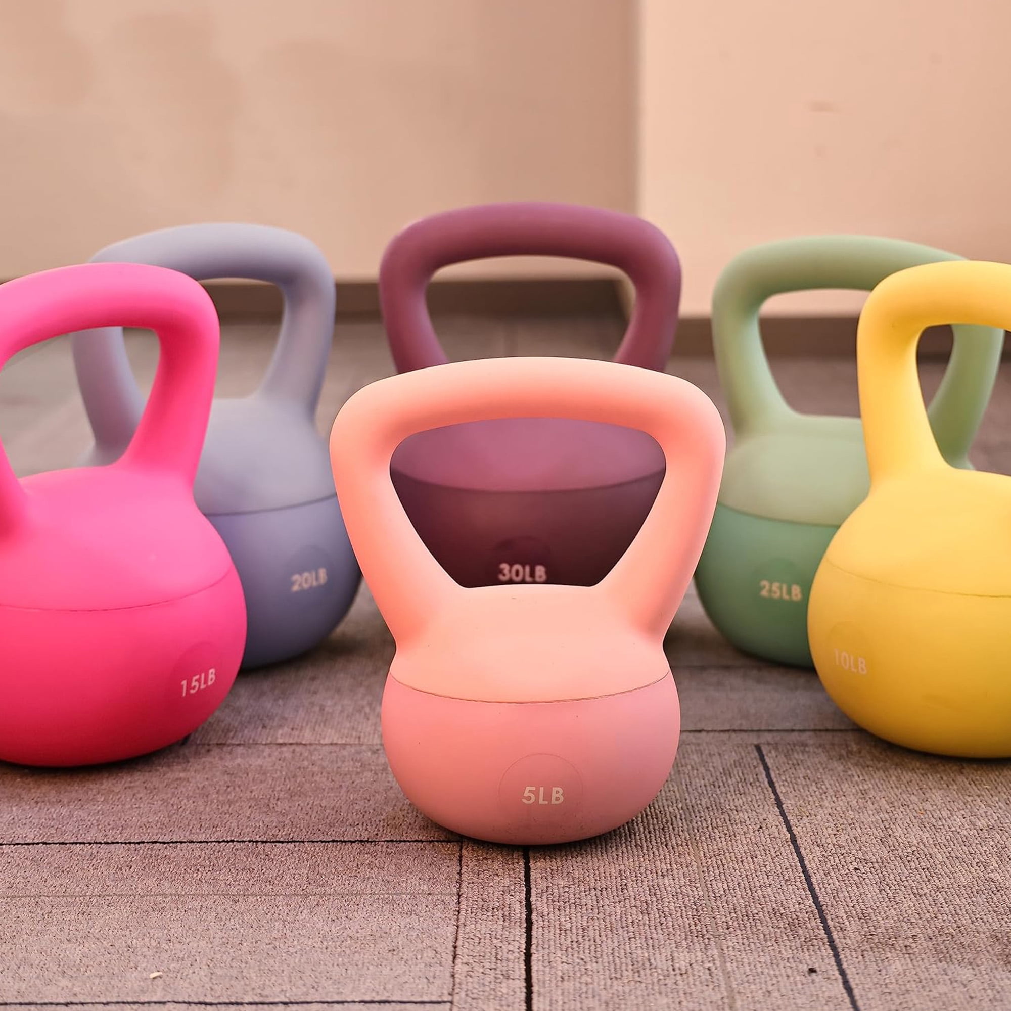 Fitvids Soft Kettlebell with Ergonomic Grip, Iron & Sand Filled, 5 Pounds, Light Pink