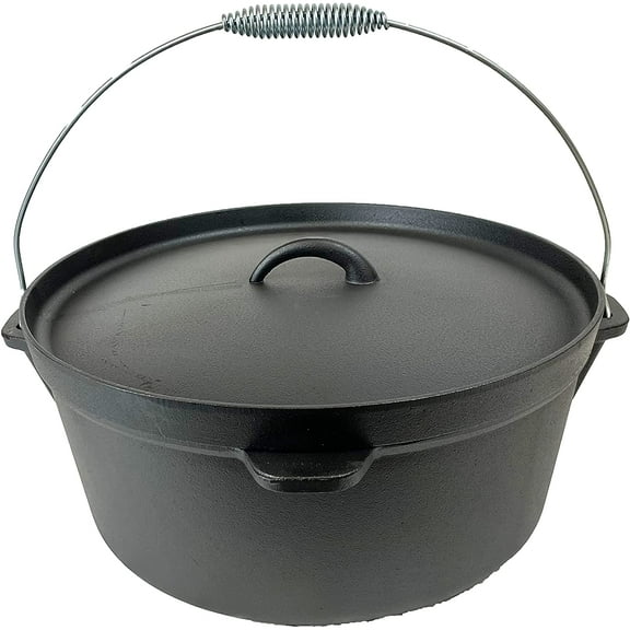 CUISILAND 12QT Pre-Seasoned Lip Lid Cast Iron Dutch Oven with Lid