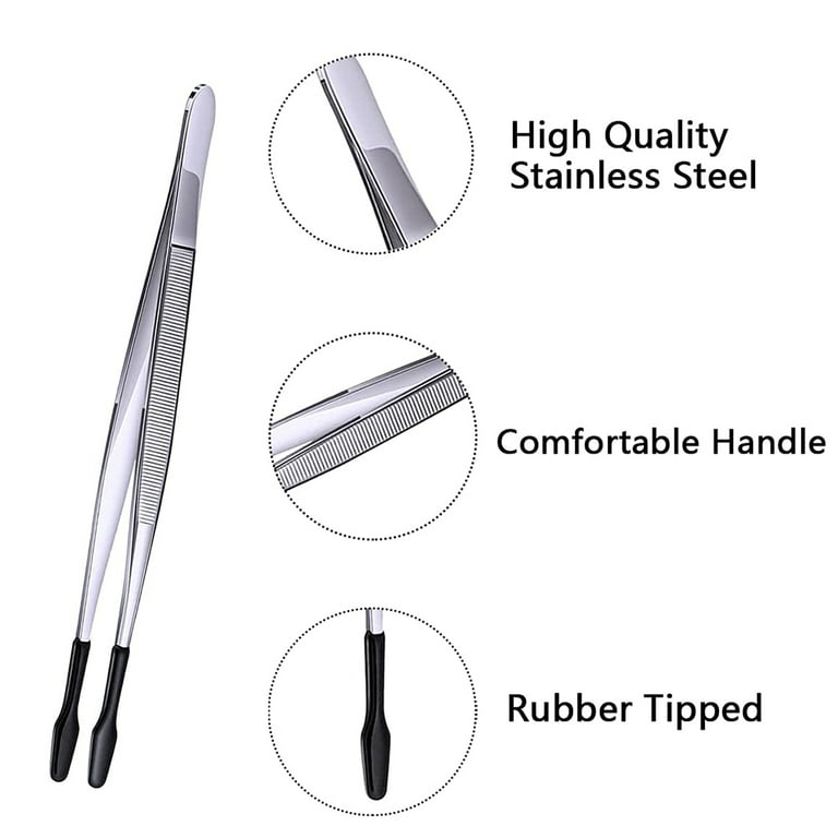 6Pcs Tweezers With Rubber Tips Set Soft PVC Rubber Coated Tips