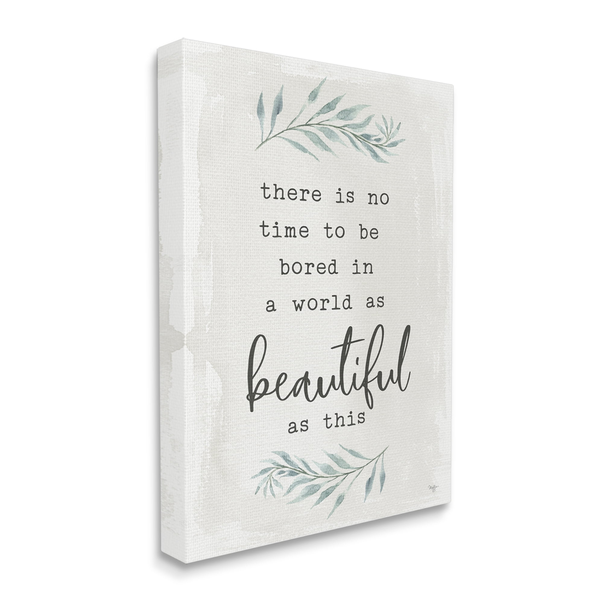 Stupell Industries Inspirational Beautiful World Botanical Typewriter Text Phrase Graphic Art Gallery Wrapped Canvas Print Wall Art, Design by Mollie B.