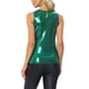 thumbnail image 3 of Camiseta sin mangas metálica Inspire Chic para mujer, blusa brillante para fiesta, talla M, verde brillante, 3 of 6