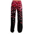 thumbnail image 4 of Hearthz Valentines Pajamas Pants for Women Love Heart Print Women Pajama Pant Drawstring Wide Leg Women’s Lounge Pants, 4 of 5