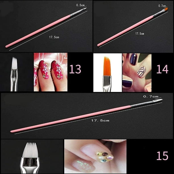 Pinceles de diseño para decoración de uñas, 15 pincel para