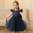 thumbnail image 5 of WUXIAN Children Dresses Toddler Mesh Tutu Dress Little Girls Irregular Stylish Tulle Princess Birthday Party Formal Skirt,Navy,5-6 Years, 5 of 6