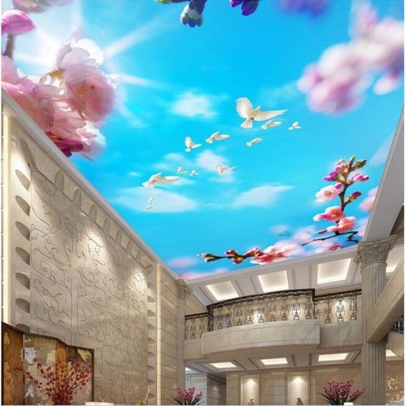 3D Ceiling Paper Blue Skyview Dove SKU# WAL0219