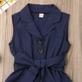 thumbnail image 3 of Faithtur Baby Girl Sleeveless Romper Button Shorts with Belt Jumpsuit, 3 of 6