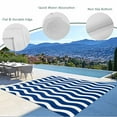 thumbnail image 4 of Fsddascl Navy Blue White Outdoor Rug for Patio/Deck/Porch, Non-Slip Large Area Rug 5 x 8 Ft, Abstract Waves Water Ripple Striped Indoor Outdoor Rugs Washable Area Rugs, Reversible Camping Rug Carpet, 4 of 5