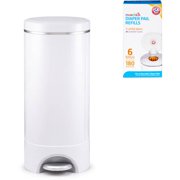 Munchkin STEP Diaper Pail, Powered by Arm & Hammer & 180 Count Bag Refill Value Bundle