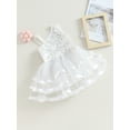 thumbnail image 2 of ZAXARRA Robe d'Été Princesse pour Filles Tout-Petits Blanche Sans Manches à Volants en Tulle et Sequins Robe de Fête, 2 of 6