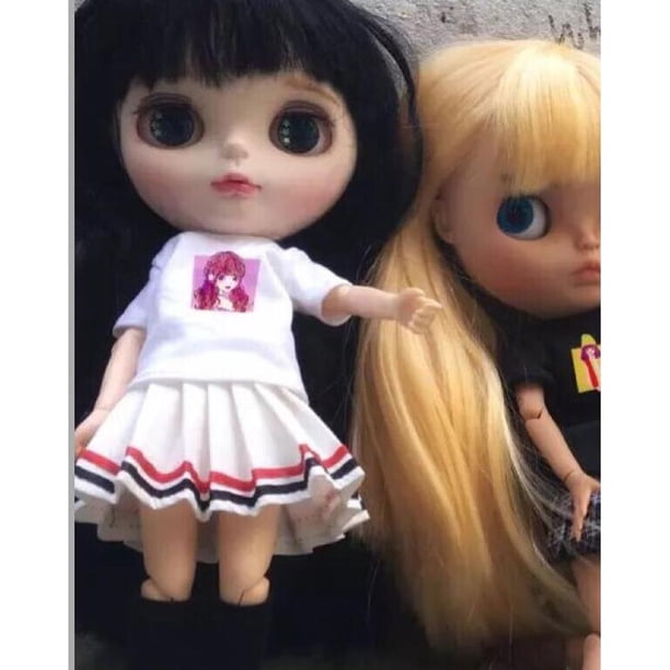 Ropa de plisada escolar para muñeca ACCS "- rosa, se describe blanco CUTICAT Falda plisada de muñeca