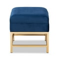 thumbnail image 5 of Skyline Decor Navy Blue Velvet Fabric Upholstered and Gold Finished Metal Small Storage Ottoman, 5 of 10