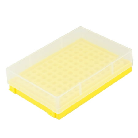 Unique Bargains Clear Yellow Plastic 96 Positions Laboratory 0.2ml Centrifuge Tube Stand Box