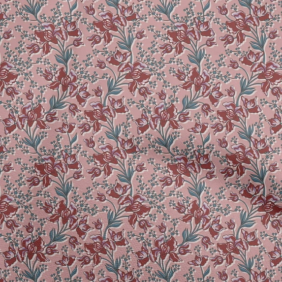 oneOone Cotton Flex Pink Fabric Florals Craft Projects Decor Fabric Printed By The Yard 40 Inch Wide