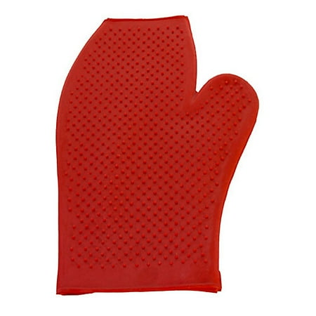 UPC: 0765839718518 | Rubber Grooming Mitt Large Red