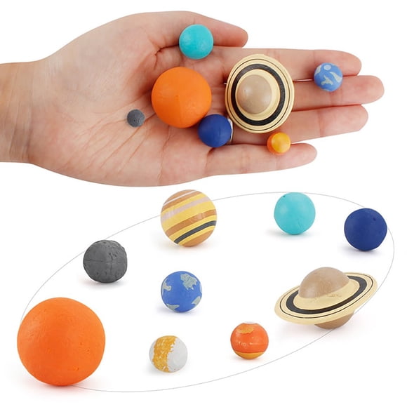 AMERTEER 9PCS DIY Planet Model Toys Simulation The Solar System Plastic Cosmic Planet Universe Model Science Educational Toys