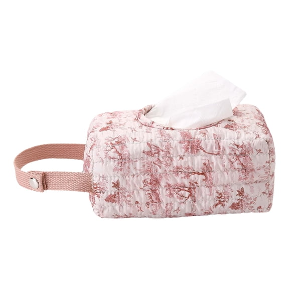 Quilted Floral Tissue Storage Bag with Flip Cover, Portable Hanging Wet Wipes Organizer Pouch for Stroller Travel (Oil Painting Style)