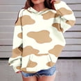 thumbnail image 2 of Kids Hoodie Fleece Cow Print Pullover with Pockets Warm Animal Hooded Sweatshirt, Long Sleeve,Cozy, Casual, Loose Fit, for Girls Ages 3-14 Years, 2 of 6