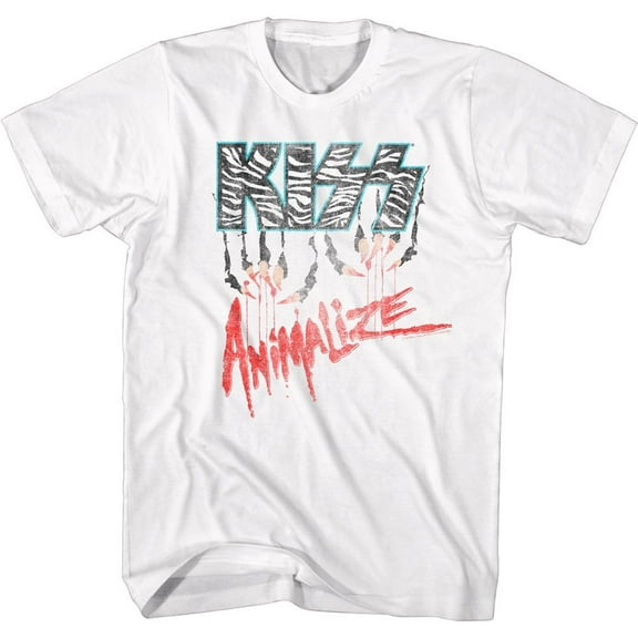 Kiss Animalize Logo White Adult T-Shirt