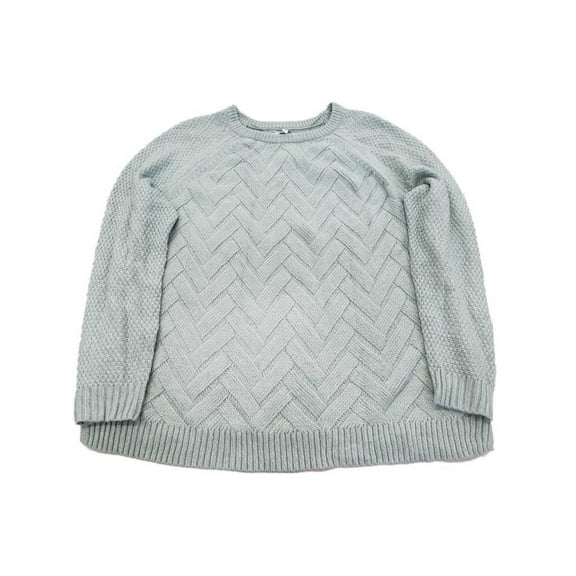 Womens Plus Light Green Lattice Knit Soft Long Sleeve Warm Winter Sweater 2X