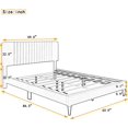 thumbnail image 3 of Velvet Fabric Queen Size Upholstered Platform Bed with Tufted Headboard, Upholstered Mattress Foundation, Wooden Slat Support, No Box Spring Needed, Queen Bed Frame for Bedroom/Guestroom, 3 of 9