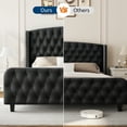 thumbnail image 4 of Yiwa Wingback Velvet Bed Frame, Deep Button Tufted Headboard & Footboard Platform Design, Easy Assembly, No Box Spring Needed, 4 of 8