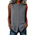 thumbnail image 7 of TGSLY Women's Linen Mandarin Collar Tank Tops Lightweight Soft Crew Neck Sleeveless Button Down Vest Relaxed Fit Dressy Casual Solid Color Shirts with Pocket XXXL, 7 of 7