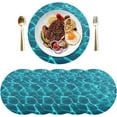 thumbnail image 3 of Shimmer Water Blue Ripple Placemats Round Table Mats Non-Slip Washable Heat Resistant Kitchen Place Mat for Home Dining Coffee Tabletop (6PCS) Home Decor, 3 of 7