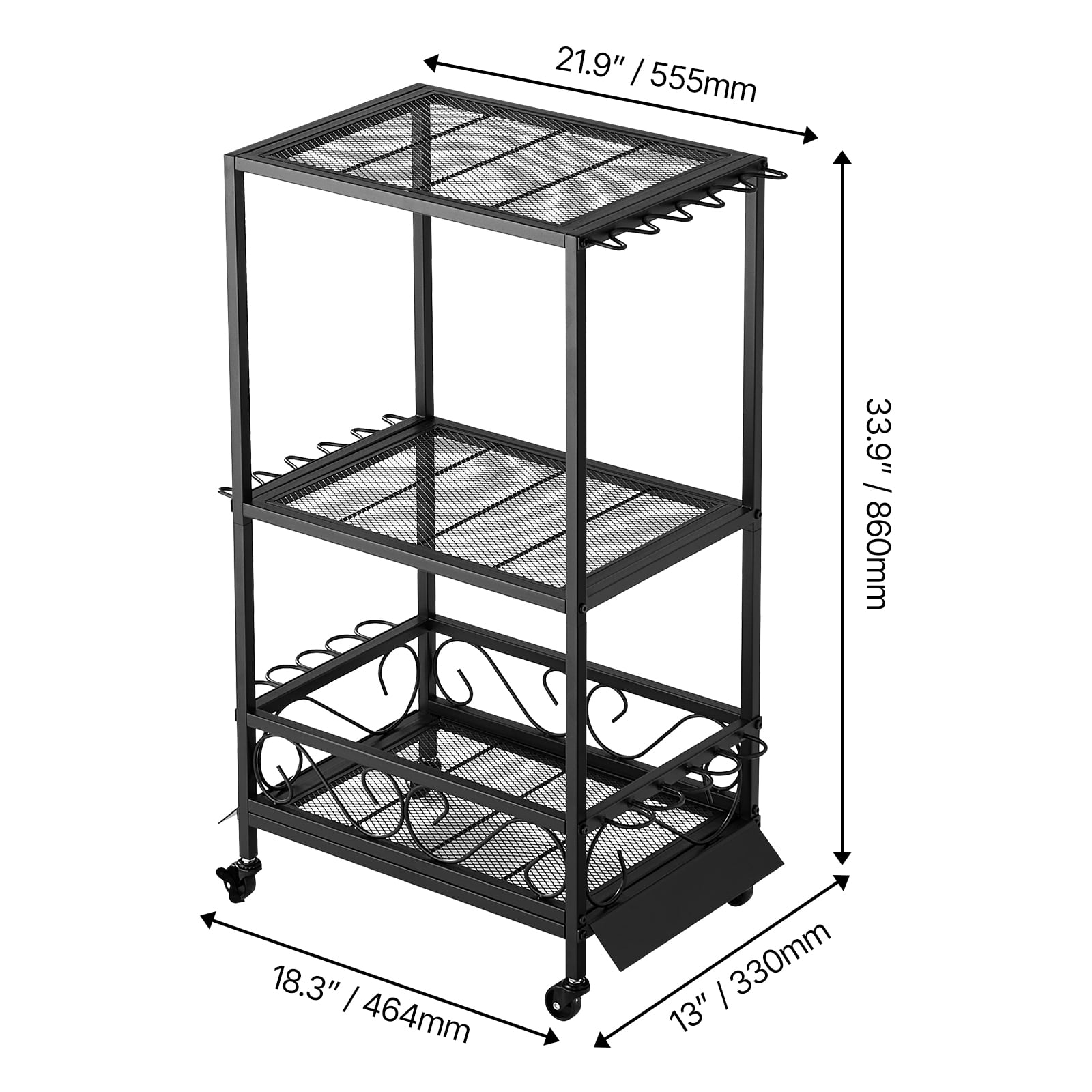 VEVOR Fishing Rod Holder for 10-Rods, Mobile Fishing Pole Rack Cart with Wheels, Fish Gear Equipment Organizer for Garage Home Indoor Use, for Tackle Box Reel Accessories Storage, Gifts for Men