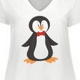 thumbnail image 4 of Inktastic Cute Penguin, Penguin With Red Bow Tie Women's Plus Size V-Neck T-Shirt, 4 of 5