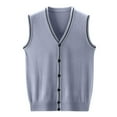 thumbnail image 4 of APEXFWDT Men's Cable Knit Sweater Vest V Neck Button Down Sleeveless Cardigan Vest for Men Solid Knitted Lightweight Sweater Vest, 4 of 4