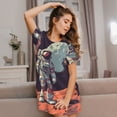 thumbnail image 3 of Vsdgher Astronaute avec Motif Drapeau Américain Chemise de Nuit à Manches Courtes Col Rond Mignonne Robe de Nuit Confortable, 3 of 6