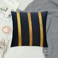 thumbnail image 2 of GOSMITH  Gold Throw Pillow Covers - Soft Decorative LuxuryCushion Covers Pillow Cases with Gold Leather for Sofa Bedroom Livingroom Car, Navy Blue, 2 of 5
