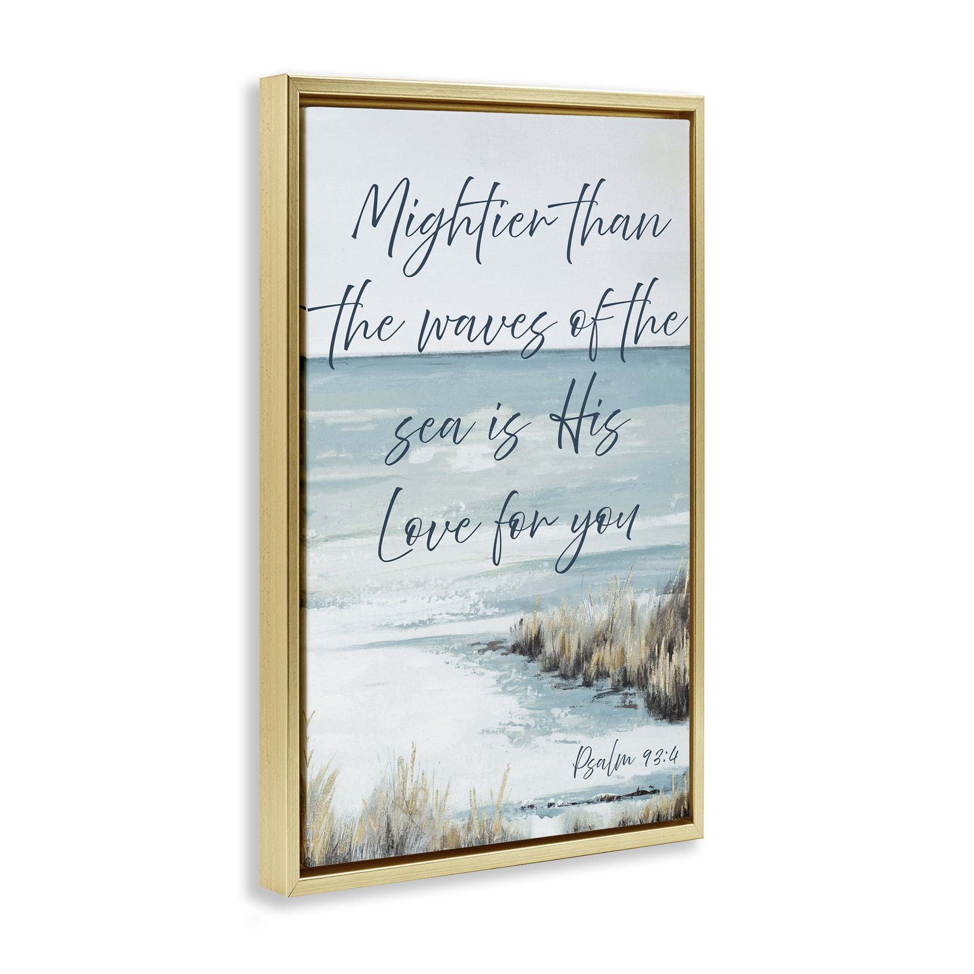 Stupell Industries Mightier Than The Waves Gold Framed Floater Canvas Wall Art, design by Patricia Pinto