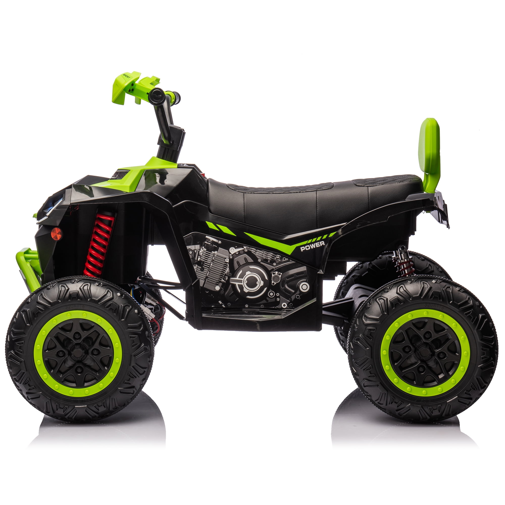 Joyracer 12V Kids Ride On ATV, 2* 45W Motor 4.5AH Battery Powered Electric Vehicle w/ LED Lights, High & Low Speed,Music, Spring Suspension, Ride on Car 4 Wheeler Quad for Boys & Girls,Green