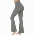 thumbnail image 4 of BLVB Women's Flare Leggings Ribbed Knit Yoga Lounge Pants High Waisted Bootcut Stretchy Bell Bottoms, 4 of 5